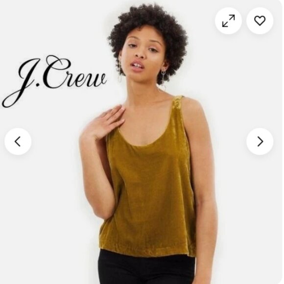 J. Crew Velvet Sleeveless Tank Top Boxy Mustard Yellow Gold Size 2 Small - Picture 1 of 14